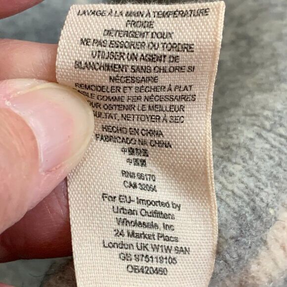 Free People Wool gray and cream strip poncho cape jacket - Picture 5 of 12